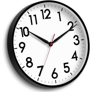 AKCISOT 16 Inch Wall Clock Large Silent Non-Ticking Wall Clocks Battery Operated - Analog Classic Clock Decorative for Living Room, Office, Home, School(Black)