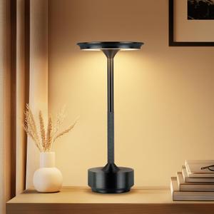 2 x Cordless Table Lamp Rechargeable 5200mAh, Battery Operated Table Light, 3 Color Stepless Dimming Portable Outdoor Touch Lamps for Patio Dining Office Bar Restaurant Hotel (Black)