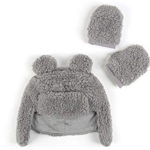 Tadpoles Super Soft Plush Sherpa Hat & Mittens Set, Grey