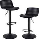 YOUNIKE Bar Stools Set of 2 Modern Black PU Counter Height Barstool, High Padded Adjustable Swivel Barstools with Back for Bar Counter and Kitchen Island