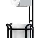 TreeLen Toilet Paper Holder Stand Tissue Paper Roll Dispenser with Shelf for Bathroom Storage Holds Reserve Mega Rolls-Matte Black (24")