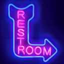 Restroom Neon Sign with Arrow,Toilet Neon Light Sign for Bar, Restaurant, Store Office Hotel Decoration, (Restroom Blue)