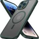 Magnetic Guard Designed for iPhone 14 Pro Case [Camera Protection] [Military Grade Drop Tested] [Compatible with MagSafe] Slim Translucent Matte Phone Case (6.1") - Dark Green