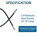 Heroson 26711-04-04RW Hydraulic Hose Swivel Assembly 1/4 ” Hydraulic Hose with Female JlC X Female JlC 18 ”Long 5800 psi, Black