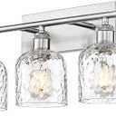 zeyu Modern Brushed Nickel Bathroom Lights Fixture, 35 Inch 5 Light Vanity Lighting Over Mirror, Brushed Nickel Finish with Clear Hammered Glass, ZJF63B-5W BN