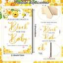 Tenceur 104 Pcs Baby Shower Game Sign Set Baby Shower Blocks to Decorate 54 DIY Blank Wooden Block 48 Watercolor Markers with Acrylic Box Set for Games Gender Reveals Party Supplies(Bee)
