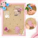 DoubleFill Pink Bulletin Board 21" x 27" Pink Linen Fabric Decorative Board Hanging Memo Boards with 20 Pushpins for Women Office Large Cork Bulletin Boards for Home & Office Wall Decor Photos Display, 29.5" x 20.5"