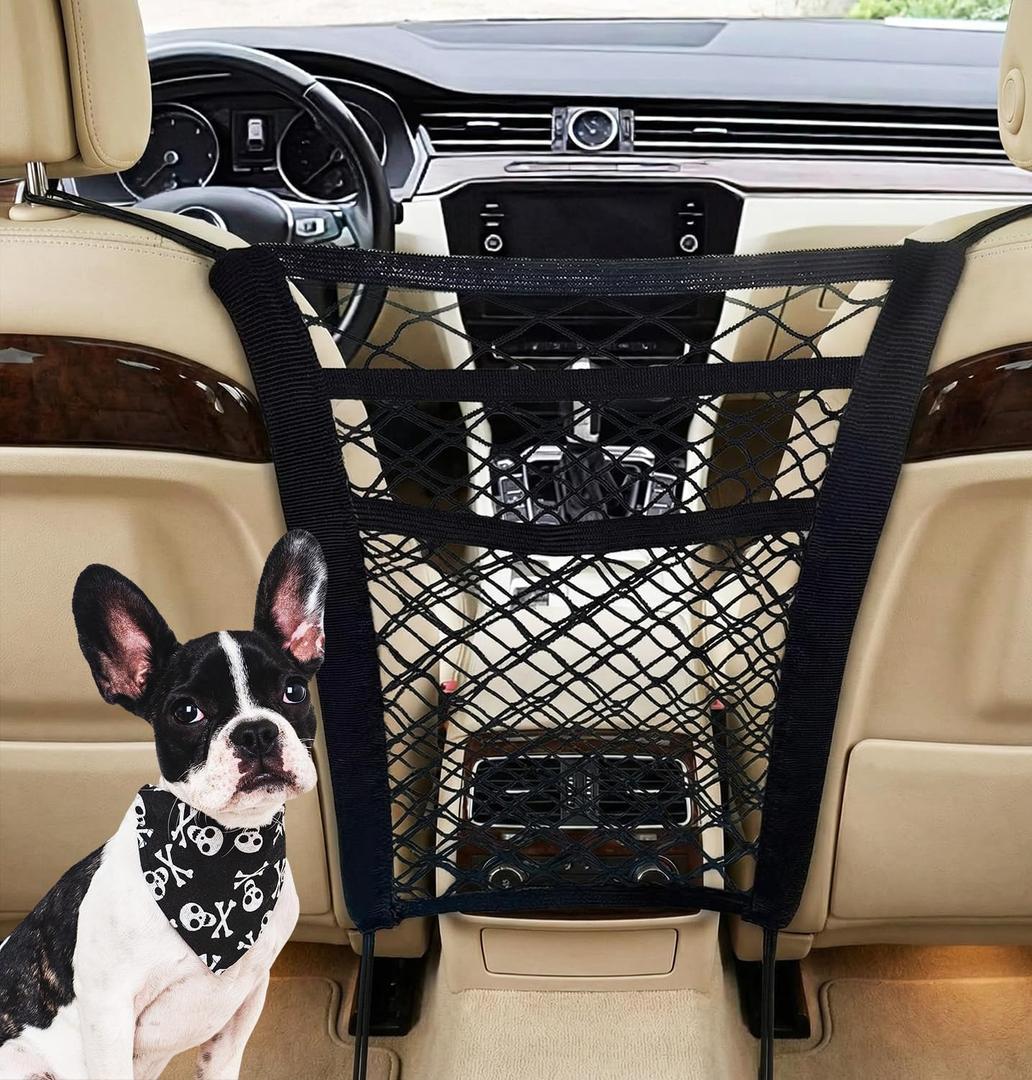 Dog Barrier for SUV- Universal Mesh Pet Divider Storage Net & Pet Barrier Between Seats, Easy Install, Car Divider for Driving Safely with Children & Pets