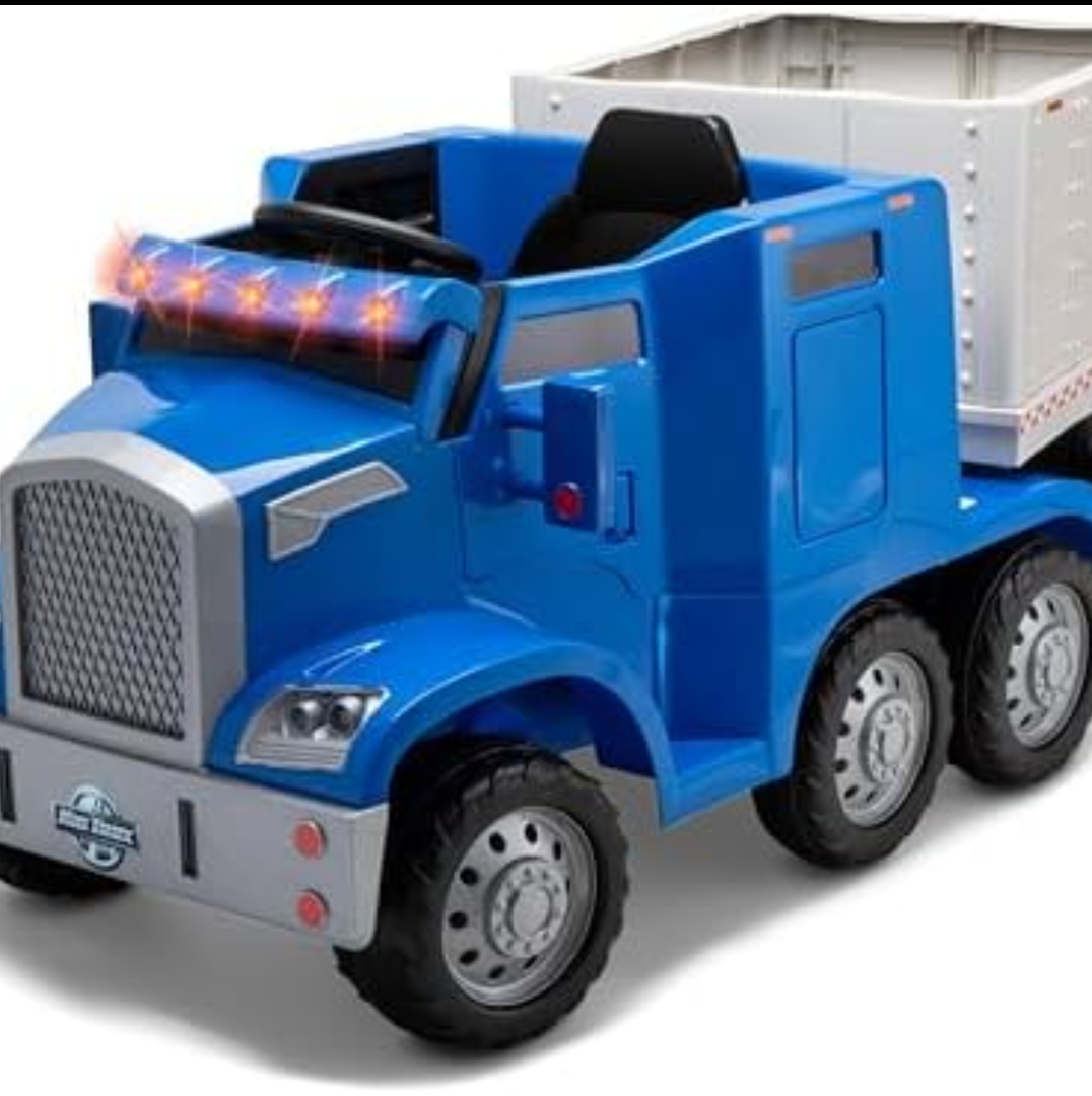 Kid Trax 12V Kids Ride On Semi-Truck with Detachable Trailer - Realistic Sounds, Lights, CB Radio, & Horn, Forward & Reverse, Electric Cars for Kids, Toddler Outdoor Toys, Ages 3-5, Max Weight 77 lbs