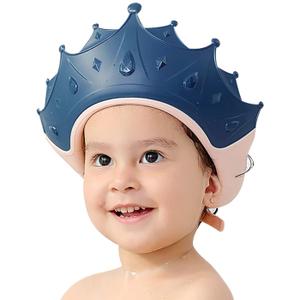 FUNUPUP Baby Shower Cap for Kids, Adjustable Toddler Hair Washing Shield Bathing Cap Baby Shower Visor Shampoo Cap (Crown, Blue)