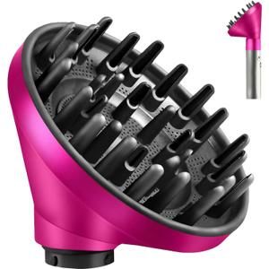 Upgraded Large Diffuser Attachment for Dyson Airwrap Styler for Fast Drying Wave Curly Thick Hair, Heat Resistant Nylon Fiber Nozzle Attachments, Rose