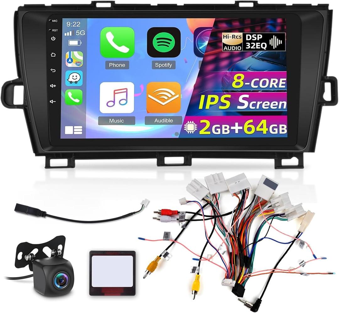 NHOPEEW [8-Core 2+64G] for High JBL Harness Car Stereo for Toyota Prius 2010-2015 for Type B & Type C- 9 inch IPS Touchscreen Prius Radio - Wireless Carplay/Android Auto/DSP+32EQ/59 UI