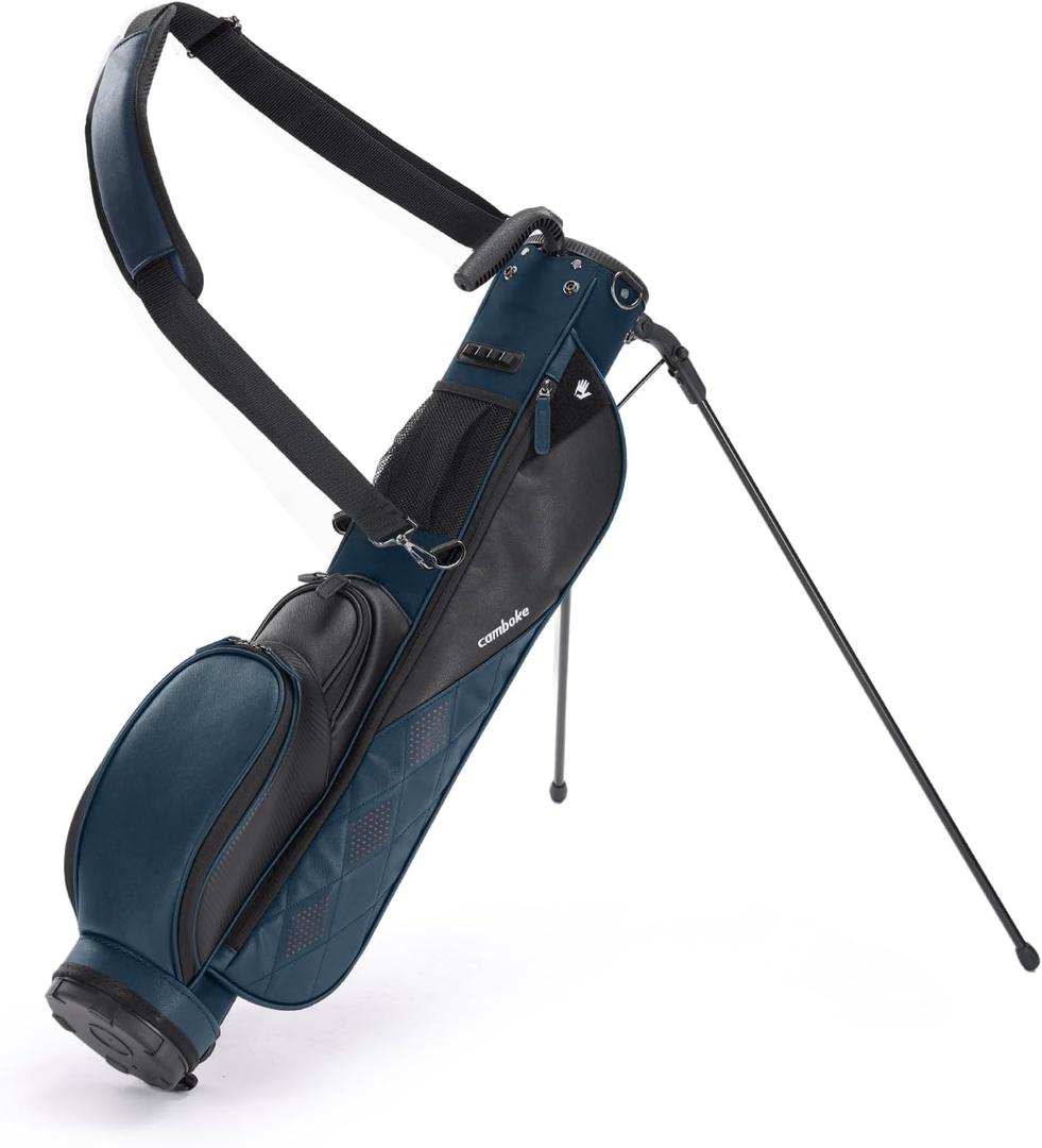 Faux Leather Sunday Golf Bag, 2-Way Divider,Rain Hood,Par 3 Courses