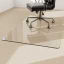 36" x 46" Chair Mat for Carpet - Office Chair Mat - Tempered Glass Floor Mat for Home/Office/Carpet Clear Computer Floor Mat - with 4 Anti-Slip Pads (Transparent)