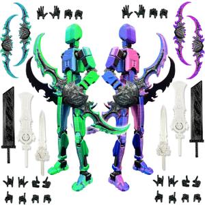 T13 Dummy Action Figure Set (Assembly Completed), 3D Printed Multi-Jointed Movable Titan 13 Lucky 13 Mobile Robot, Nova 13 Action Figures Desktop Decorations for Game Lovers Toy (Purple Blue