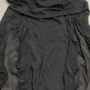 WDIRARA Women's Ruched High Slit Mesh Skirts Asymmetrical Ruffle Skirts (Medium, Black)