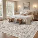 Area Rugs 10x12 Living Room Rug: Washable Rug Soft Vintage Distressed Floral Carpet Indoor Non-Slip Stain Resistant Large Carpets for Bedroom Dining Room Farmhouse Nursery Home Office Brown Beige