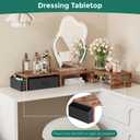 Dual Monitor Stand Riser, Adjustable Length & Swivel Angle Monitor Stand, Ergonomic Monitor Stand with Drawer & Side Pockets, Desktop Organizer and Office Desk Accessories, Rustic Brown