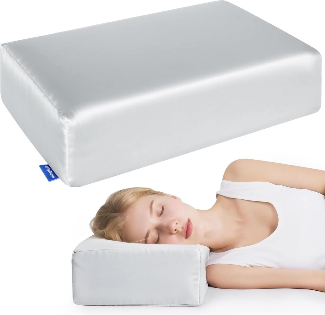 Firm & Soft Square Pillows for Side Sleepers - Cube-Side Sleeping Pillow for Adults Neck Shoulder Pain - Dual-Sided Support Memory Foam Cervical Pillow with Smooth Pillowcase (Grey, 5''Thickness)