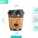 JOLLY PARTY 10oz(100 Pack) Disposable Coffee Cups with Lids, Sleeves and Straws - Paper Coffee Cups with Lids, Hot Cups for Shops, Cafes, and Concession Stands(Dark Brown)