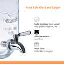 2 Pack1Gallon Glass Drink Dispenser with Stand&Bamboo Lids&Fruit Infuser,304 Stainless Steel Leak-Proof Spigot,Beverage Dispenser for Parties,Water Sangria Juice Sun Tea Lemonade(Brown)