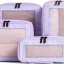 Aerotrunk Compression Packing Cubes for Travel - Luggage Organizer Bags - Double Zipper Packing Cubes for Suitcases (4-Pack, Purple)