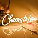 SYLHOME Cheers To Love Led Neon Light Sign Wedding Bridal Shower Wall Sign Decor Bedroom Valentine Day Birthday Party Banner USB 15.75" X 5.19"