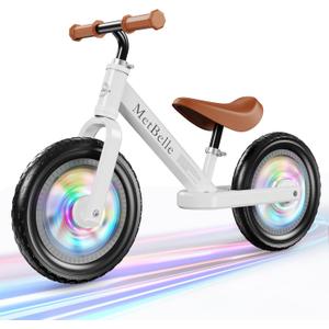 MetBelle Toddler Balance Bike 1-3 Year Old,12" No Pedal Kids Indoor Outdoor Toy Bike 2-5 Years Old with Tool-Free Adjustments Seat, Lightweight First Bike Gift for 2-3 Boys Girls (White)