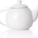 Sweejar Porcelain Teapot with Removable Stainless Steel Infuser,Microwave & Dishwasher Safe Tea Pots for Loose Tea,Tea Infuser Pots for Chrismas Women Gift (30oz White)