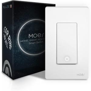 MOES Smart Light Switch, WiFi 3 Way/Single Pole Smart Wall Switches, Require Netural Wire, Compatible with Alexa and Google Home, Remote Control, No Hub Required (Medium, White 1 Pack)