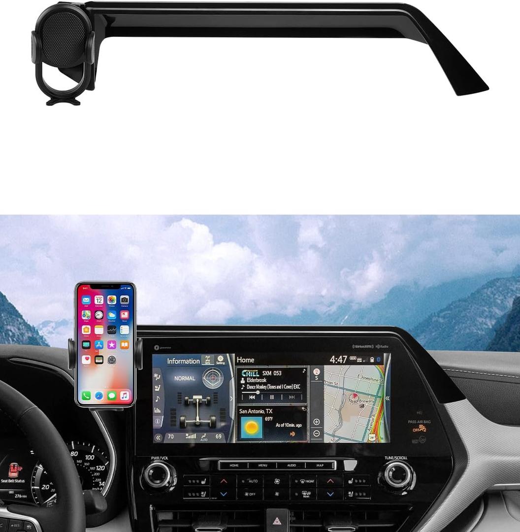 Autorder Custom Fit for Car Phone Holder 2020 2021 2022 Toyota Highlander Lmited/Platinum Accessories Phone Mount 12.3" Screen Cell Phone Automobile Cradles Hands-Free 360 Degree Rotation (20-22 Highlander 12.3-inch)