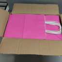 Oikss 100 Pack 8x4.75x10 Inch Medium Hot Pink Kraft Paper Bags with Handles Bulk for Birthday Wedding Party Favors Grocery Retail Shopping Business Goody Craft Gift Bags Sacks (Fuchsia 100pcs Count)