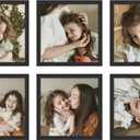 An&He 8x8 Picture Frames Set of 6, Displays 4x4 with Mat or 8x8 Without Mat Photos, Square Collage Wall Decor for Gallery, Tabletop & Wall Decor, Black