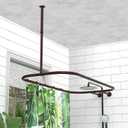 Shower Curtain Rod Hoop Square Shape Bathroom Heavy Duty No Rust Oval Shower Rod 58.3"x24" for Clawfoot Tub,for Free Standing Tubs Bronze