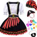 ZZIHA Girls Pirate Costume,Pirate Princess Dress Sea Buccaneer Costume 3-9 Years XS
