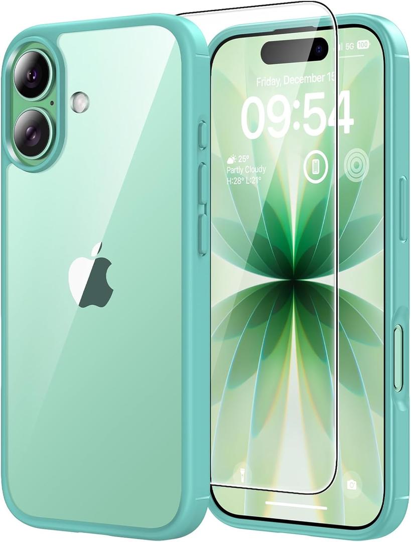 TAURI for iPhone 17 Case, Anti-Yellowing with Screen Protector, Military-Grade Protection Shockproof Slim Phone Case for iPhone 17, Green