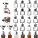Set of 24 Small Salt and Pepper Shakers, 0.5 oz Mini Glass Seasoning Jars with Funnel, Glass Cube Body Spice Pepper Pots for Wedding, Party, Restaurant, Home Kitchen Supplies