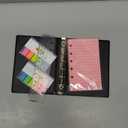 Feifeiya Mini 6 Ring Binder and 3 x 5 Inch Refill Paper Set,1 Black Refillable Binder,100 Lined Loose Leaf Paper, 1 Translucent Bookmark Ruler, 200 of Colorful Index Sticky Tabs for Office (Colorful) (White)