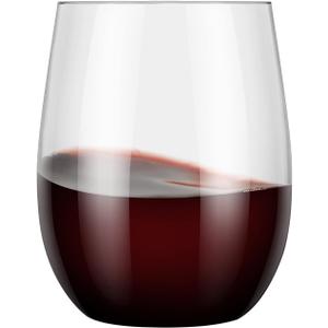 48 Stemless Plastic Wine Glasses - 12oz Clear Disposable Party Cups for Parties - Wine Tumblers