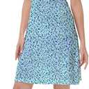 Women's Boho Summer Floral Short Sleeve Mini Dress Bow V Neck A Line Short Dresses (Blue, L)