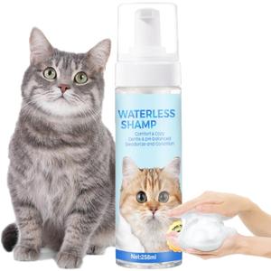 2 x Waterless Cat Shampoo, Cat Waterless Shampoo with Brush, Licking Safe Dry Shampoo for Quick Clean Between Baths