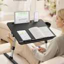 SONGMICS Bed Laptop Desk, Foldable Bed Desk for Laptop, 15.7 x 22 Inches Large Desktop, 120 Stepless Tilt, Adjustable Height, Cup Holder, Tray, Portable Bed Sofa Table, Ink Black ULLD113BC01