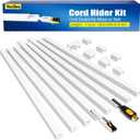 116in Cord Hider Kit, Cord Covers for Wires on Wall, Cord Hider for Wall Mount tv, Paintable Cable Raceway, tv Cable Hider Wall kit, Wire Covers for Cords, W0.59in X H0.4in, White