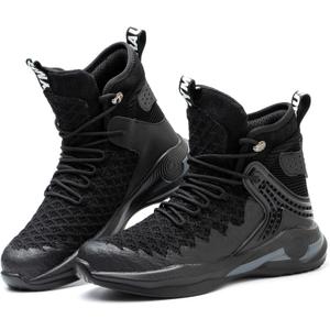 SYLPHID Steel Toe Boots for Men Safety Shoes for Women Work Sneakers Slip Resistant, 66Black, Women Size 14.5, Men Size 13