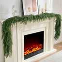 CLEANGOR 2Pcs 6FT Norfolk Pine Garlands Realistic, Real Touch Winter Xmas Garland, Christmas Decorations Indoor Outdoor, Artificial Holiday Decor Faux Greenery for Mantle, Fireplace, Table