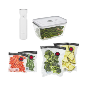 ZWILLING Fresh & Save Vacuum Sealer Machine Starter Set with Airtight Food Storage Container Glass, Sous Vide Bags, Meal Prep