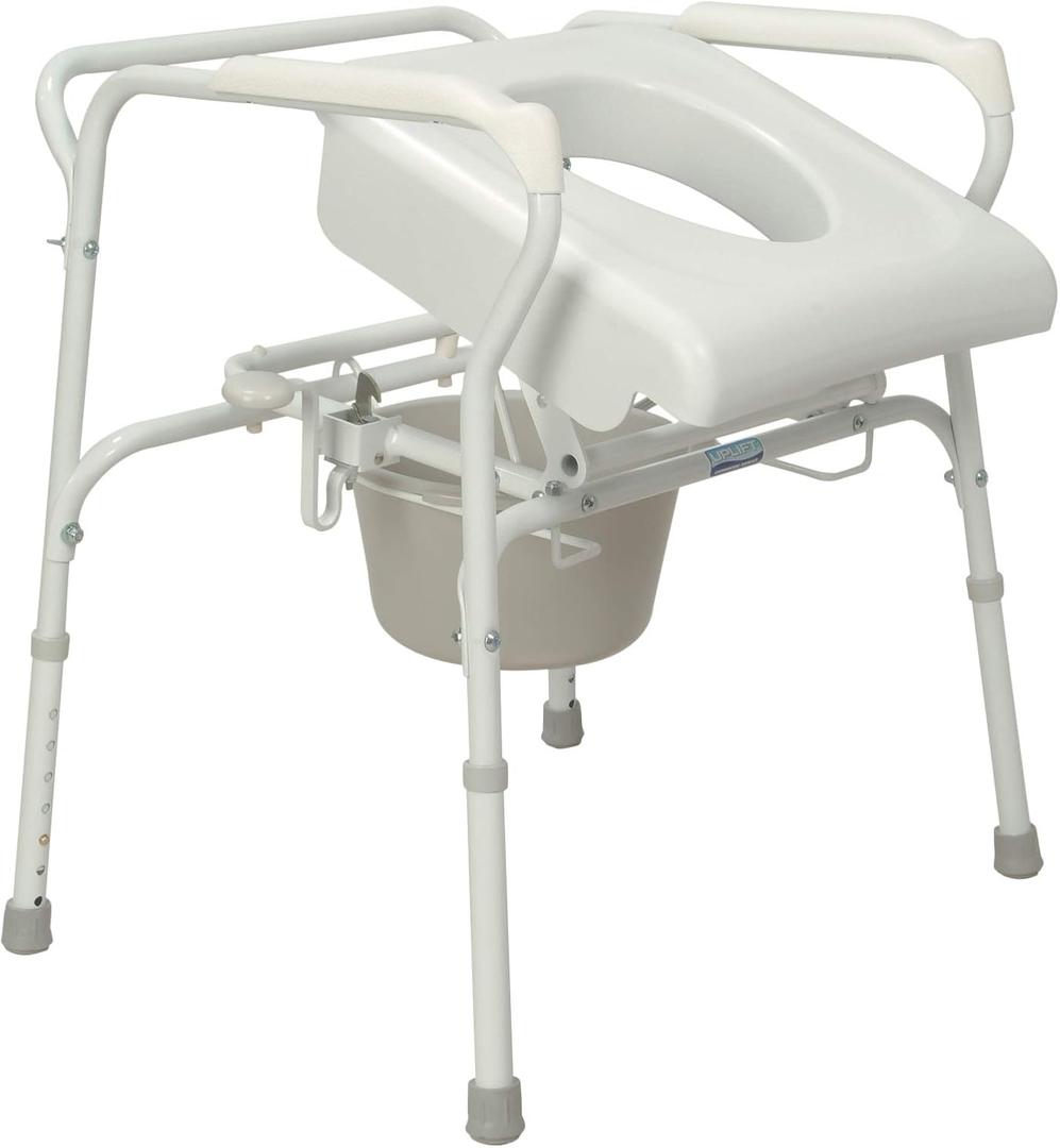 Carex Commode Seat Riser - Toilet Lift Commode Chair For Seniors, Elderly, Handicap - Auto Lifting Toilet Chair, Grey and White