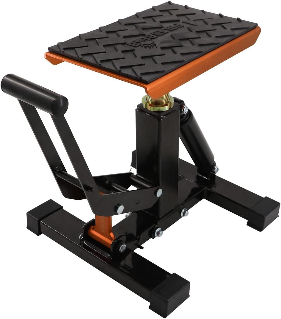 POLARBEAR Dirt Bike Stand Hydraulic Aluminum Jack Stands Vertical Lift CNC, for Dirt Bike/ATV/ADV/Rally Maintenance, Motorcycle Dirtbike Engine Stand with 1200Lbs Capacity(Orange)