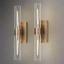 Brass Wall Sconces, 22.8" Bathroom Wall Sconce, Antique Brass Wall Sconces Set of 2, 2-Light Dimmable Wall Sconce, Sconces Wall Lighting With Glass, Bathroom Vanity Light, Tube Sconce for Living Room