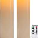 4" x 14" Large Waterproof Outdoor Flameless Candles Battery Operated LED Flickering Pillar Candles with Remote and Timer for Indoor Outdoor Lanterns, Off White, Long Lasting, Set of 2